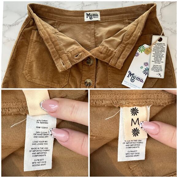 Show Me Your Mumu Sedona Mini Skirt Stretch Corduroy Hazelnut size M  $128 - Picture 17 of 17